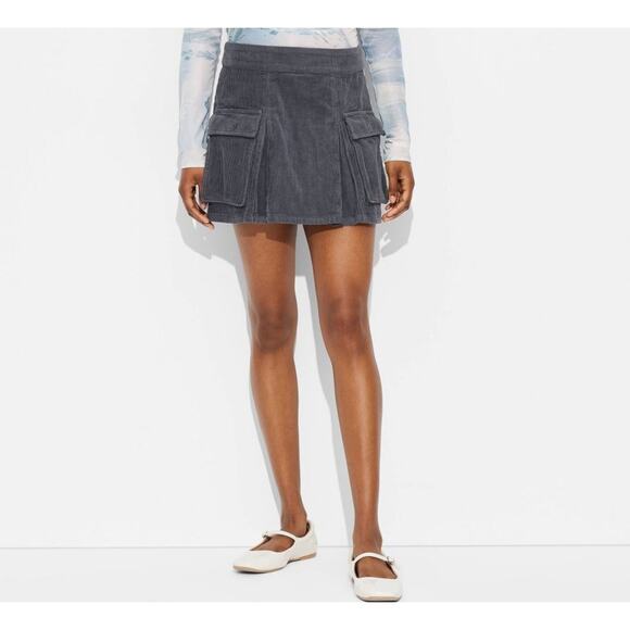 Wild Fable Dresses & Skirts - Corduroy cargo miniskirt gray with pockets